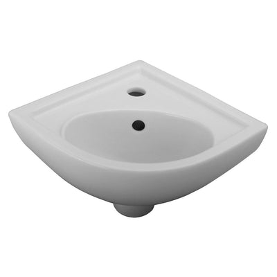 Barclay Products 17.37 in. Corner Wall-Hung Petite Bathroom Sink in White - Super Arbor