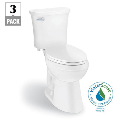 Power Flush 2-Piece 1.28 GPF Single Flush Elongated Toilet in White with Slow-Close Seat Included (3-Pack) - Super Arbor