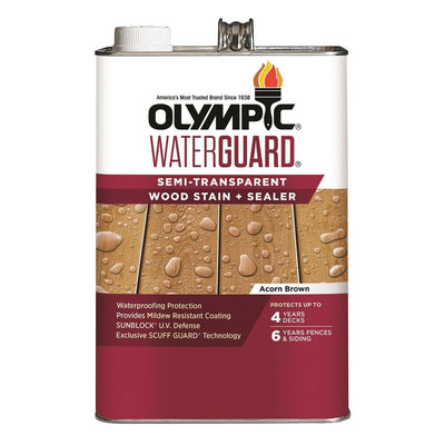 Olympic WaterGuard 1 gal. Acorn Brown Semi-Transparent Wood Stain and Sealer - Super Arbor