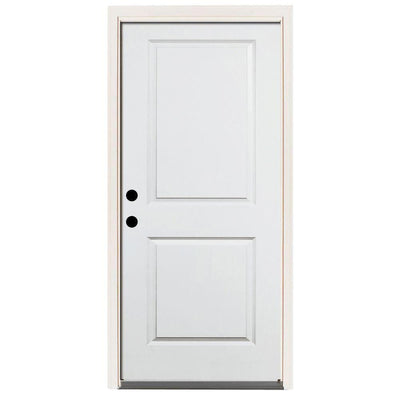 36 in. x 80 in. Premium 2-Panel Square Primed White Steel Prehung Front Door w/ 36 in. Right-Hand Inswing and 4 in. Wall - Super Arbor
