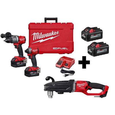 M18 FUEL 18-Volt Lithium-Ion Brushless Cordless Hammer Drill/Right Angle Drill/ Impact Driver Combo Kit (3-Tool) - Super Arbor