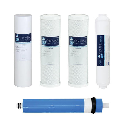 Complete 80 GPD 5-Stage Replacement Filter Set for Industry Standard Size Reverse Osmosis System - Super Arbor