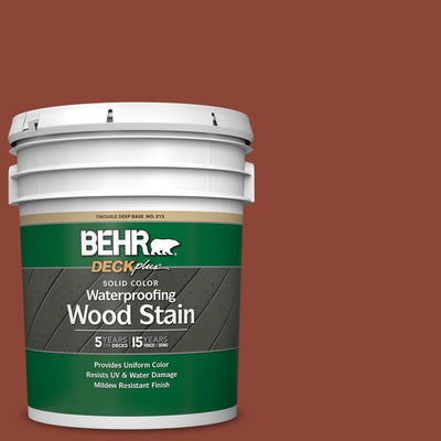 BEHR DECKplus 5 gal. #SC-330 Redwood Solid Waterproofing Exterior Wood Stain - Super Arbor