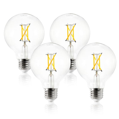 Light Society Niva 60-Watt Equivalent G25 Clear LED Filament Light Bulb (4-Pack) - Super Arbor