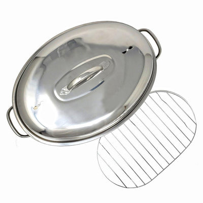 Professional Stainless Steel Oval Roaster Serving Tray Set - Super Arbor