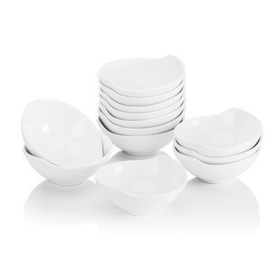 4.3 in. White Ceramic Ramekins Souffle Dishes Serving Bowls Set (Set of 12) - Super Arbor