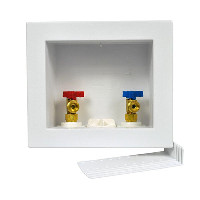 Quadtro 1/2 in. x 1/2 in. PEX Compatible Washing Machine Outlet Box with 1/4 Turn Valves - Super Arbor