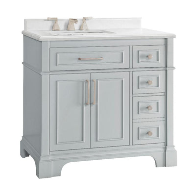 Melpark 36 in. W x 22 in. D Bath Vanity in Dove Grey with Cultured Marble Vanity Top in White with White Sink - Super Arbor