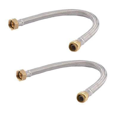 3/4 in. Push-to-Connect x 1 in. FIP x 24 in. Braided Stainless Steel Water Softener Connector (2-Pack) - Super Arbor