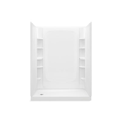 STORE+ 30 in. x 60 in. Single Threshold Left-Hand Shower Base with Shower Walls and 10-Piece Accessory Kit in White - Super Arbor