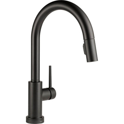 Trinsic Single-Handle Pull-Down Sprayer Kitchen Faucet with Touch2O Technology in Matte Black - Super Arbor