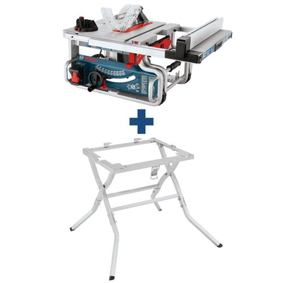 15 Amp 10 in. Corded Bench Table Saw with Carbide Blade and Bonus Table Saw Folding Stand - Super Arbor