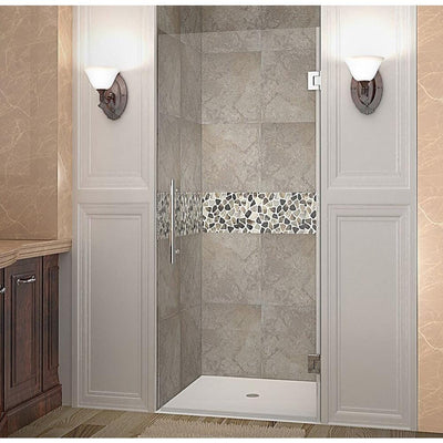 Cascadia 34 in. x 72 in. Completely Frameless Hinged Shower Door in Stainless Steel with Clear Glass - Super Arbor