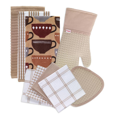 T-Fal Sand Cotton Kitchen Textile Set (Set of 9) - Super Arbor