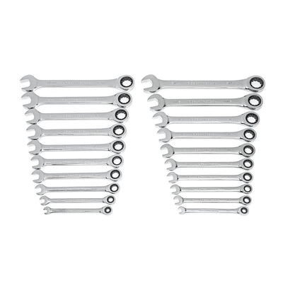 SAE/Metric Combination Ratcheting Wrench Set (20-Piece) - Super Arbor