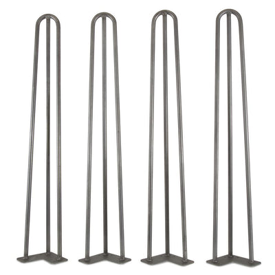1/2 in. Dia. 28 in. Mid-Century Modern Raw Steel Hairpin Table Legs, (4-Pack) - Super Arbor