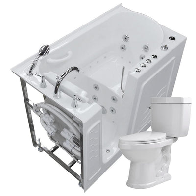 Nova Heated 52.8 in. Walk-In Whirlpool and Air Bath Tub in White with 1.28 GPF Single Flush Toilet - Super Arbor