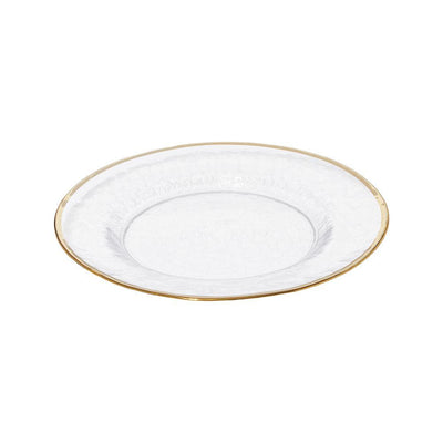 Metallic Gold Rim Glass Clear Dinner Plate (Set of 4) - Super Arbor
