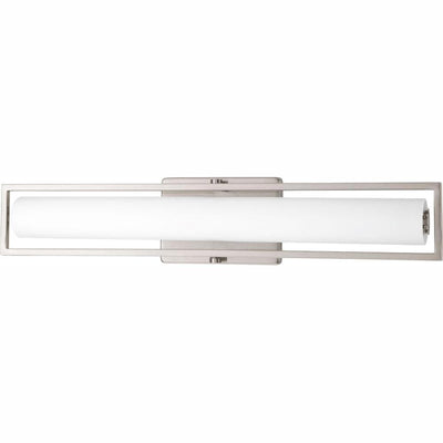 Frame Collection 24 in. 35-Watt Brushed Nickel Integrated LED Bathroom Vanity Light with Glass Shades - Super Arbor