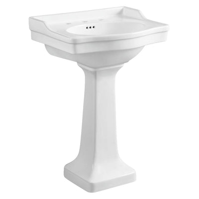 Kingston Brass Traditional Pedestal Combo Bathroom Vessel Sink in White with 8 in. Widespread - Super Arbor