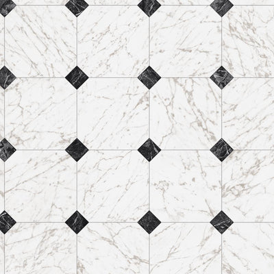 TrafficMASTER Black and White Marble Paver Residential Vinyl Sheet, Sold by 12 ft. Wide x Custom Length - Super Arbor