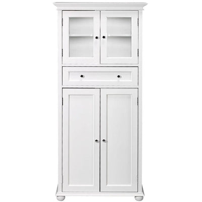 Hampton Harbor 25 in. W x 14 in. D x 52-1/2 in. H Linen Cabinet with Drawer in White - Super Arbor