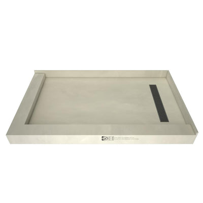 Redi Trench 34 in. x 48 in. Double Threshold Shower Base with Right Drain and Brushed Nickel Trench Grate - Super Arbor
