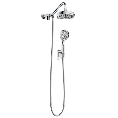 6-spray 7 in. Dual Shower Head and Handheld Shower Head with Low Flow in Chrome - Super Arbor