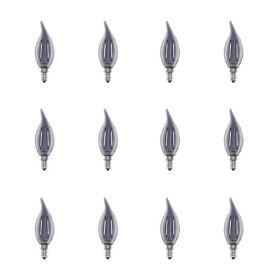 Feit Electric 25-Watt Equivalent CA10 Dimmable Candelabra Smoke Glass Vintage Edison LED Light Bulb with Filament Daylight (12-Pack) - Super Arbor