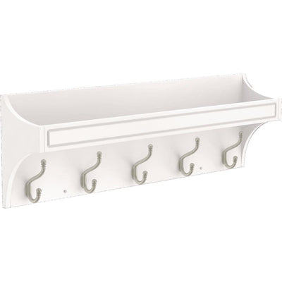 Classic Arch 28 in. White and Satin Nickel Trayed Hook Rack - Super Arbor