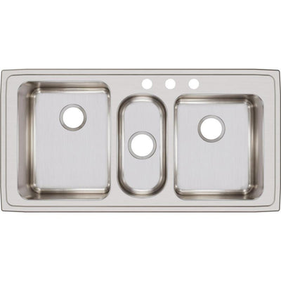 Lustertone Drop-In Stainless Steel 43 in. 3-Hole Triple Bowl Kitchen Sink - Super Arbor