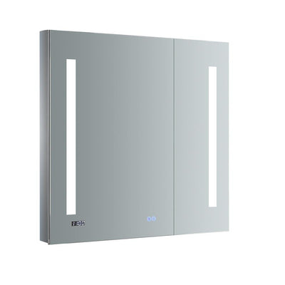 Tiempo 30 in. W x 30 in. H Recessed or Surface Mount Medicine Cabinet with LED Lighting and Mirror Defogger - Super Arbor