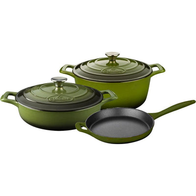 PRO Range 5-Piece Cast Iron Cookware Set in Olive Green - Super Arbor