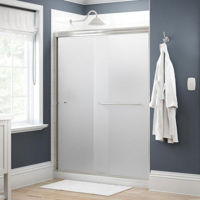 Simplicity 60 in. x 70 in. Semi-Frameless Traditional Sliding Shower Door in Nickel with Niebla Glass - Super Arbor