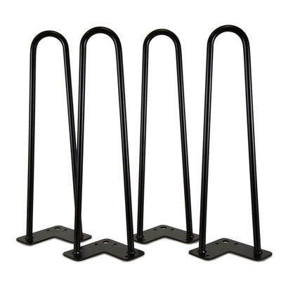 1/2 in. Dia 16 in. Mid-Century Modern Satin Black Hairpin Table Legs, (4-Pack) - Super Arbor