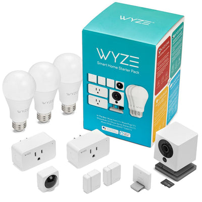 Smart Home Starter Bundle Includes Camera, Contact Sensor (2), Motion Sensor, Bulb (3), Plug (2), SD Card - Super Arbor