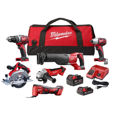 M18 18-Volt Lithium-Ion Cordless Combo Kit (6-Tool) with Two Batteries, Charger and Tool Bag
