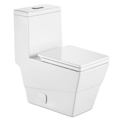 New Style Double Flush 1 Piece 0.8 / 1.28 GPF White Double pumping Square Toilet With Chair - Super Arbor