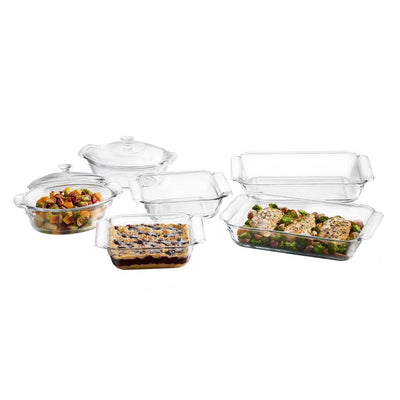 Baker's Premium 6-Piece Clear Glass Serving Dish Set with 2 Covers - Super Arbor