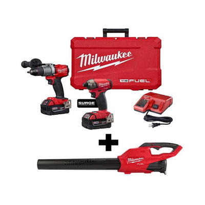 M18 FUEL 18-Volt Lithium-Ion Brushless Cordless Surge Impact/Hammer Drill Combo Kit with M18 FUEL Handheld Blower - Super Arbor