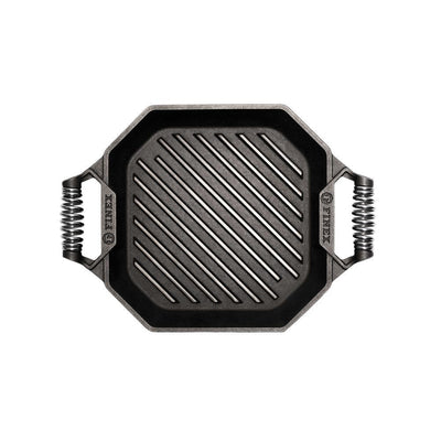 Cast Iron Collection 12 in. Cast Iron Grill Pan in Black - Super Arbor