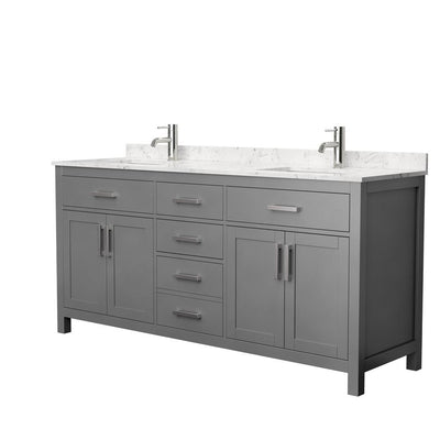 Beckett 72 in. W x 22 in. D Double Bath Vanity in Dark Gray with Cultured Marble Vanity Top in Carrara with White Basins - Super Arbor