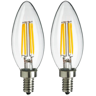 Sunlite 25-Watt Equivalent B11 Dimmable Filament Edison LED Light Bulb Amber, 1800K (2-Pack) - Super Arbor