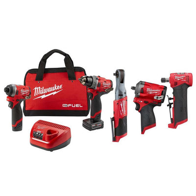 M12 FUEL 12-Volt Lithium-Ion Brushless Cordless Combo Kit (5-Tool) with 2 Batteries and Bag - Super Arbor