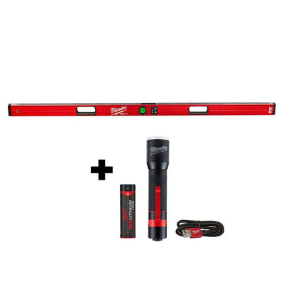 72 in. Redstick Digital Box Level with Pin-Point Measurement Technology W/ 700 Lumens LED Rechargeable Flashlight - Super Arbor