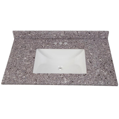 37 in. W x 22 in. D Stone Effects Vanity Top in Mineral Gray with White Sink - Super Arbor