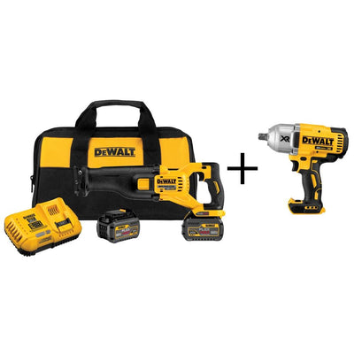 FLEXVOLT 60-Volt MAX Lithium-Ion Cordless Brushless Reciprocating Saw with (2) Batteries and Bonus 3/4 in. Impact Wrench - Super Arbor