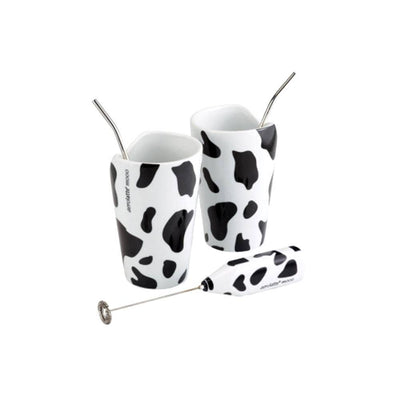 Black and White Milk Shake Mooo Milk Frother Gift Set - Super Arbor