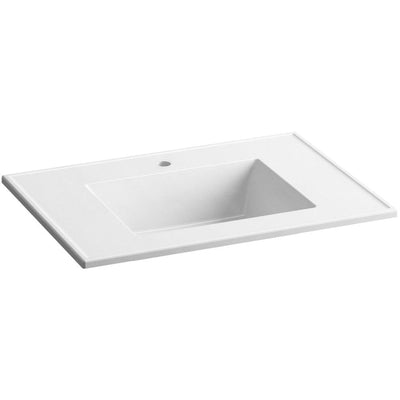 Ceramic/Impressions 25 in. Single Faucet Hole Vitreous China Vanity Top with Basin in White Impressions - Super Arbor
