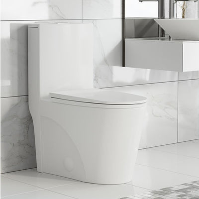 St. Tropez 1-Piece 0.8/1.28 GPF Dual Flush Elongated Toilet in White - Super Arbor